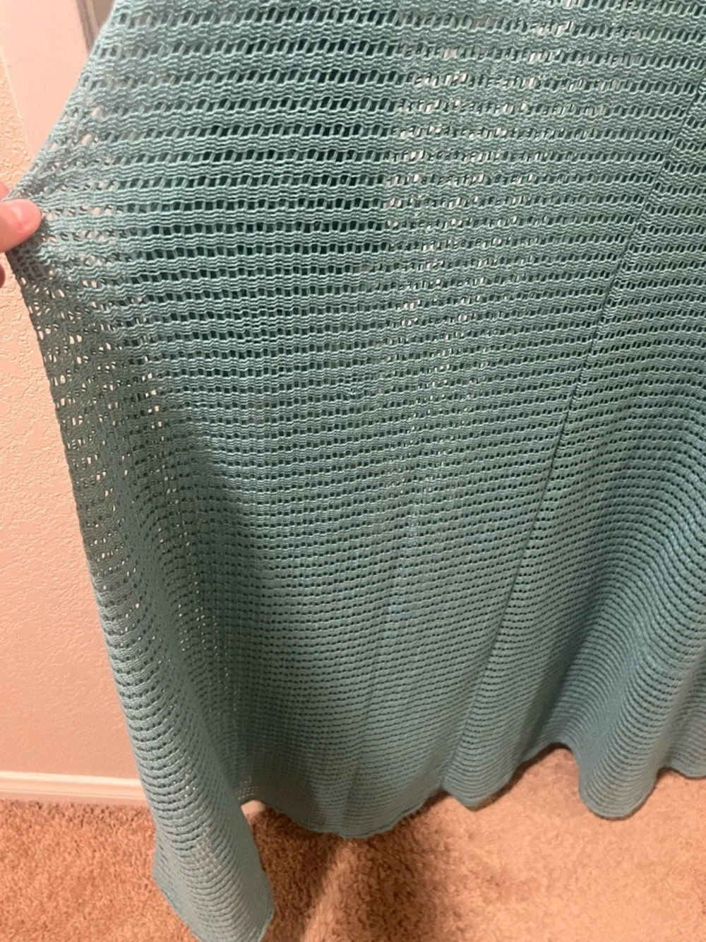 Teal knit Crochet Maxi Coverup Dress